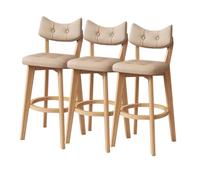 Set di sgabelli da bar imbottiti in similpelle PU, disponibili in confezioni da 1/2/3/4 pezzi - Gambe in legno, poggiapiedi rotondo per isola cucina e ristorante.