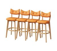 Set di sgabelli da bar imbottiti in similpelle PU, disponibili in confezioni da 1/2/3/4 pezzi - Gambe in legno, poggiapiedi rotondo per isola cucina e ristorante.