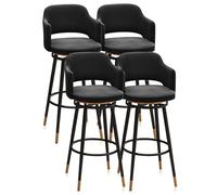 Set di sgabelli da bar in velluto da 1/2/3/4, sgabello moderno girevole con struttura in metallo dello schienale, sedia da colazione con schienale e poggiapiedi(75cm Black Black Leg,Set of 4)