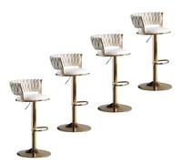 Set di sgabelli da bar in velluto verde, design girevole regolabile con gambe dorate e poggiapiedi intrecciato, perfetto per le isole della cucina e la sala da pranzo, set da 6