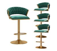 Set di Sgabello da Bar in Velluto con Schiena e poggiapiedi, sgabelli per l'isola della Cucina, Altezza Regolabile cm, Nero (Verde 4 Pezzi)
