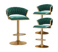 Set di Sgabello da Bar in Velluto con Schiena e poggiapiedi, sgabelli per l'isola della Cucina, Altezza Regolabile cm, Nero (Verde 3 Pezzi)