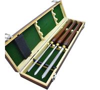 Set di sgorbie per legno con lame in acciaio, 55,9 cm, utensili per tornitura per legno con scanalatura da 1/4, manici in faggio da 3/8 e 5/8, ghiere in ottone, include custodia in legno