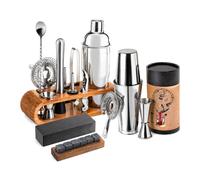 Set di shaker Boston per cocktail, shaker professionale ponderato per Martini, colino da cocktail e misurino giapponese, set portatile per mixer per bevande e barista (argento)