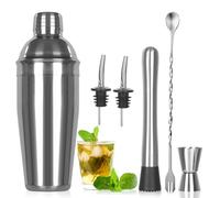 Set di Shaker da Cocktail, 6 Pezzi in Acciaio Inox per Cocktail, Set di Mix da 750 ML, Shaker da Cocktail in Vetro, Set di Shaker da Gin, Accessori da Bar per Barkeeper, Set di Bicchieri da Cocktail