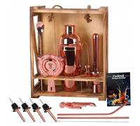 Set di shaker per cocktail con supporto in legno di bambù, set perfetto per il bartending, set di cocktail per barman, set di regali per uomini e donne (rosegold001)