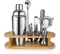 Set di Shaker per Cocktail Kit da Bartender con Supporto, Set di Miscelatori per Bevande in Acciaio Inox con Tutti Gli Accessori Essenziali, Set di Strumenti da Bar Professionali Kit da Bartender