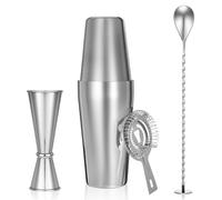 Set di shaker per cocktail, kit professionale da barista da 5 pezzi con shaker Boston, colino Hawthorne, misurino doppio misurino e cucchiaio da 25,4 cm,