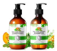 Set di shampoo e balsamo 3 in 1 con olio di menta piperita e rosmarino e semi di zucca, 2 x 10,56 oz per la crescita dei capelli e la caduta dei capelli, riduce l'effetto crespo e dona lucentezza a