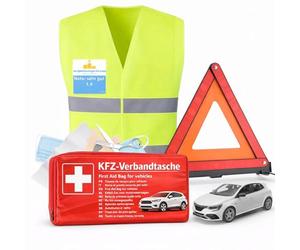 Set di sicurezza 8 in 1 2021 Gilet di sicurezza per auto, triangolo di emergenza, kit di pronto soccorso, disco di parcheggio, coperta di emergenza UVM. - Primo soccorso in caso di incidente