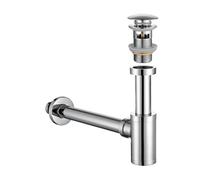 Set di sifoni in acciaio inox, tappo per lavello da bagno, completo con troppopieno, sifoni per lavello da cucina, bagno, lavabo, cromato