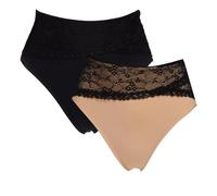 Set Di Slip In Pizzo Senza Cuciture Rhonda Shear 2 Pezzi, Nudo/Nero, Taglia 3X
