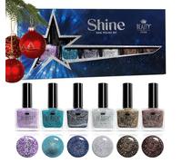 Set di Smalti Glitter di Natale - 6 Colori Festivi Brillanti da 10ml | Unghie Festive e Brillanti, Applicazione Facile di Beauty4Britain
