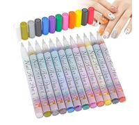 Set di smalti per donne, set di smalti gel - 12 colori Penne artistiche per smalti per unghie impermeabili | Marcatori di bellezza a base d'acqua a base d'acqua da 0,5 mm per punteggiare