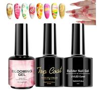 Set di smalti per unghie - 3 pezzi per le donne smalto per unghie, smalto in gel per fiori con cappotto alto e base | kit per manicure ad asciugatura rapida per le donne, diffusione degli effetti