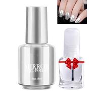 Set di smalti per unghie, colore argento metallizzato, a lunga durata, ad asciugatura rapida, con base trasparente, effetto lucido, lampada UV a LED per la casa, fai da te, manicure, nail art, in gel