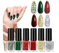 Set Di Smalti Per Unghie Natalizio,6 Colori Asciugatura Rapida Forniture Bellezza | Kit Smalto Per Unghie - Per Feste Manicure Salone Casa Viaggio Matrimonio Sposa Spa Cura Festa Estate