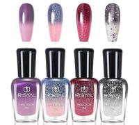 Set di Smalto per Unghie con Cambio di Colore - 4 Colori Termosensibili con Glitter - Rosso, Nero, Rosa, Viola - Smalto per Unghie Color Change per Nail Art, Senza UV (Multicolore A)