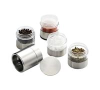 Set di smerigliatrici sale e pepe - 4 in 1 shaker di sale e pepe, set di contenitori per vasetti di spezia in acciaio inossidabile, kit di condimento delle dimensioni di viaggi, per il campeggio per r