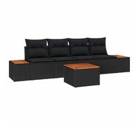 Set di sofà da Giardino vivereXL 5 Pezzi con Cuscini Rattan Polipropilene Nero