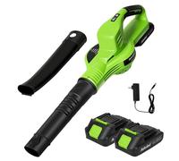 Set di soffiatori a batteria, 2 batterie da 21 V e caricabatterie rapido, con regolazione continua della velocità, leggero soffiatore elettrico a mano, per la cura del prato, cortile, giardino