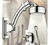 Set di soffione doccia universale ad arco ad alta pressione, doccetta portatile con potente boost, utilizzabile anche come soffione a pioggia, design con arresto dell'acqua a un tocco, include tubo fl