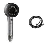 Set di soffioni doccia autopulenti a 4 modalità con soffione doccia in ABS ad alta pressione con filtro e arresto automatico con un solo tasto in silicone(Grey and hose)