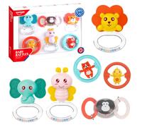 Set di sonagli e dentaruoli per neonato Animali 6 pz