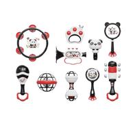 Set di sonagli educativi, sonagli Panda da scuotere manuali, strumenti musicali giocosi per il risveglio sensoruale e l'apprendimento prescolare, anello dentale ergonomico per gioco educativo e
