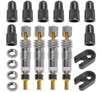 Set di Sostituzione Valvola Bicicletta per Valvole Presta (SV) - 18 Parti con 4 Valvole Presta, 8 Tappi Valvola, Riparazione Valvola Francese, Kit di Montaggio Valvola per Bici da Corsa Fino a 15 Bar