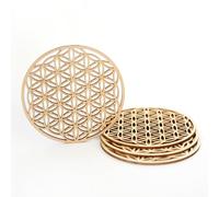 Set di sottobicchieri con fiori della vita: decorazione da parete ed energetica, ideale per meditazione, litoterapia e regalo da donna (set di 4)