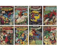 Set di sottobicchieri con licenza ufficiale Spiderman, 8 pezzi, decorazione e regalo, stile nostalgico supereroe Marvel, accessorio da scrivania e tavolino da caffè Paladone