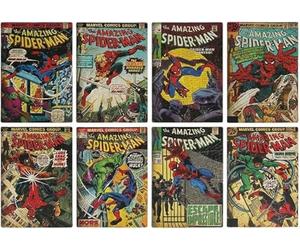Set di sottobicchieri con licenza ufficiale Spiderman, 8 pezzi, decorazione e regalo, stile nostalgico supereroe Marvel, accessorio da scrivania e tavolino da caffè Paladone