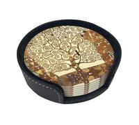 Set di sottobicchieri con motivo albero della vita, con supporti, 6 pezzi. Adatto per tavoli da pranzo, arredamento cucina e tavolini.