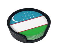 Set di sottobicchieri con stampa bandiera della Repubblica dell'Uzbekistan con supporto tappetino per tazze da caffè bar tavolo decorazione per la casa protezione da tavolo