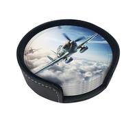 Set di sottobicchieri con stampa di aeroplano della Seconda Guerra Mondiale, con supporto, tappetini per tazza per bar, tavolino, decorazione per la casa, protezione da tavolo