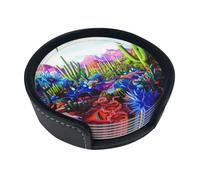 Set di sottobicchieri con stampa di cactus, animali tropicali, volpe, serpente, maiale, con supporti, 6 pezzi. Adatto per tavoli da pranzo, arredamento cucina e tavolini.