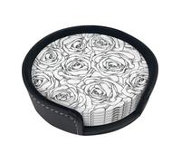 Set di sottobicchieri con stampa rosa nera, bianca, con supporti, 6 pezzi. Adatto per tavoli da pranzo, arredamento cucina e tavolini.