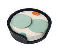 Set di sottobicchieri eleganti con figura geometrica, 6 sottobicchieri in pelle PU ultra morbida con scatola portaoggetti, facili da pulire e resistenti alle macchie, perfetti per casa, cucina e
