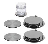 Set di sottobicchieri in acciaio inox, 14 pezzi, diametro 10 cm, con supporto per le bevande