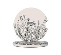 Set di sottobicchieri in ceramica da 6,5 cm, con stampa di erbe floreali e botaniche, adatti per portabicchieri