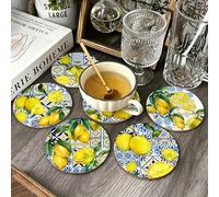Set di sottobicchieri in legno a forma di limone mediterraneo antiscivolo, accessori per la decorazione della cucina di casa, forniture per il giardino esterno, adatti per vari raduni festivi e regali