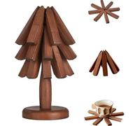 Set di sottobicchieri in legno per l'arte degli alberi, set di sottobicchieri pieghevoli per albero in legno, tappetino isolante, tappetino in legno, decorazione per la casa, per vetro, padelle (noce