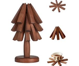 Set di sottobicchieri in legno per l'arte degli alberi, set di sottobicchieri pieghevoli per albero in legno, tappetino isolante, tappetino in legno, decorazione per la casa, per vetro, padelle (noce