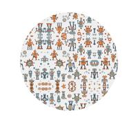 Set di sottobicchieri in pelle con simpatici robot dei cartoni animati, in PVC di alta qualità, double face, per casa, ufficio, cucina, include 4 pezzi da 10 x 10 cm