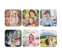 Set di sottobicchieri in pelle personalizzabili, sottobicchieri per bevande con immagine del logo con foto personalizzata, sottobicchiere per tavolino, cucina, ufficio, bar (6pc, forma quadrata)