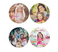 Set di sottobicchieri in pelle personalizzabili, sottobicchieri per bevande con immagine del logo con foto personalizzata, sottobicchiere per tavolino, cucina, ufficio, bar (4pc, forma circolare)