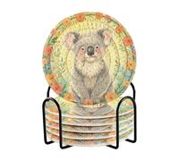 Set di sottobicchieri Mucha Style Flower Kora con supporto, confezione da 6 sottobicchieri per bevande assorbenti Porta Vasos Para Mesas