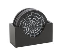 Set di sottobicchieri neri con ragnatela di ragnatela - sottobicchieri gotici di Halloween, poggia bicchieri, poggiabicchieri, protezione contro le fuoriuscite spaventose