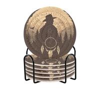 Set di sottobicchieri per bevande con acchiappasogni, cowboy occidentali, con supporto, confezione da 6 sottobicchieri per bevande, porta vasos para mesas